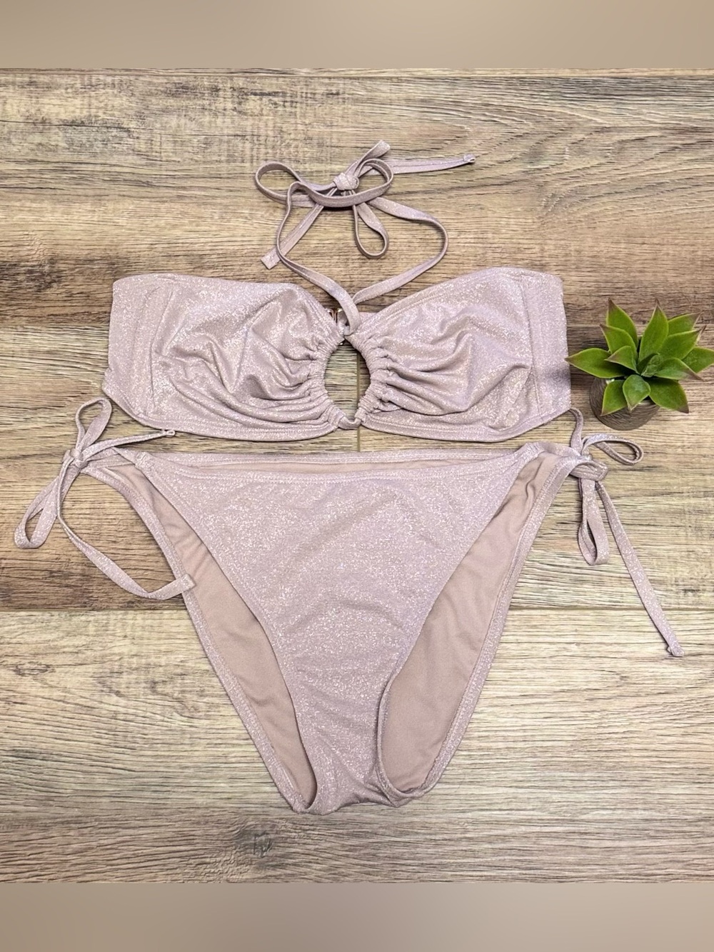 Shade & Shore Metallic Mauve Bikini Set